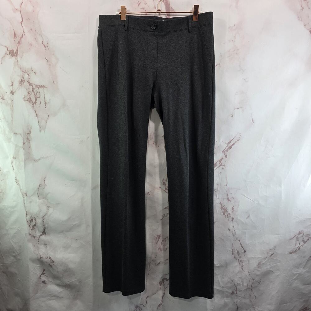 Betabrand Pants Womens Large Straight Gray High Rise Ponte Heathered Regular